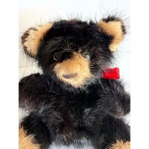 Third Generation Real Mink Fur Teddy Bear Black Tan Vintage‎ Collectible 1982